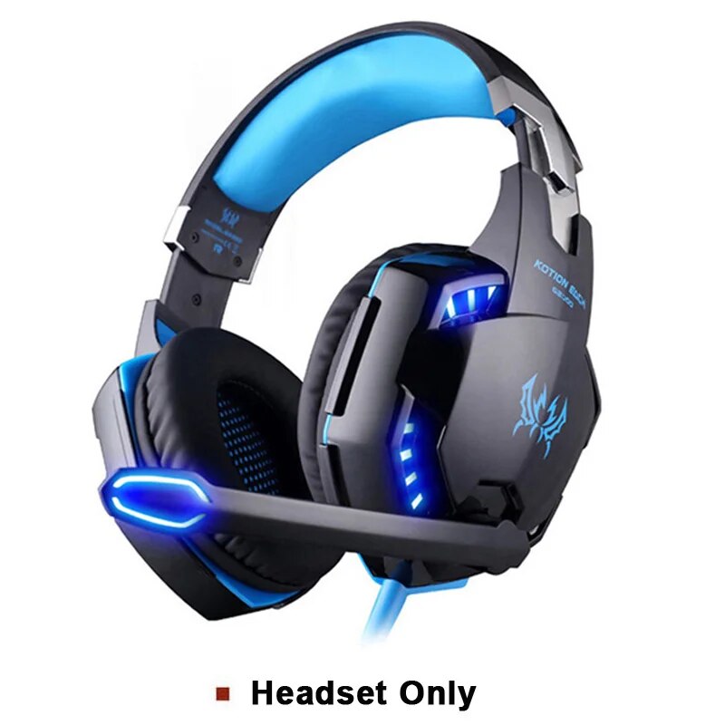 Kotion each-headphone para jogos de computador g2000, fones de ouvido estéreo, para pc, notebook, ps4, com luz led, grave profundo