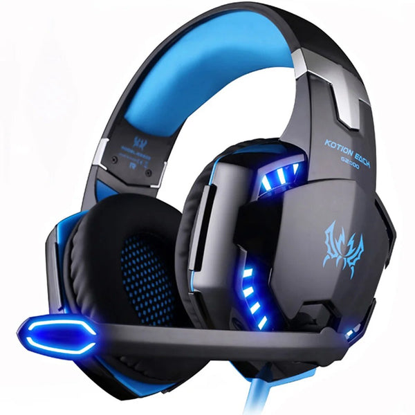 Kotion each-headphone para jogos de computador g2000, fones de ouvido estéreo, para pc, notebook, ps4, com luz led, grave profundo
