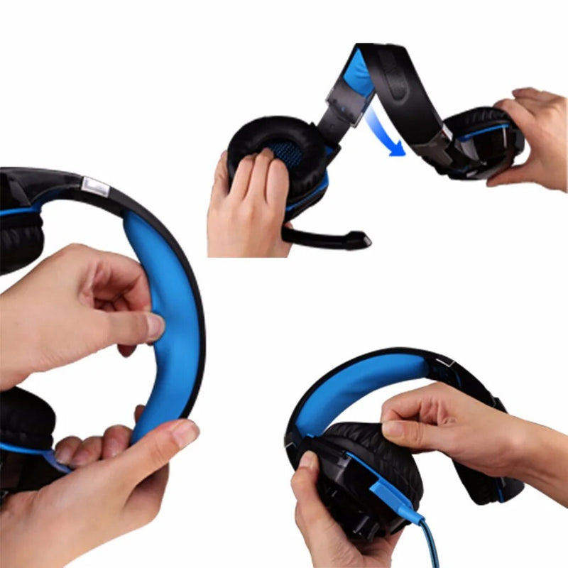 Kotion each-headphone para jogos de computador g2000, fones de ouvido estéreo, para pc, notebook, ps4, com luz led, grave profundo