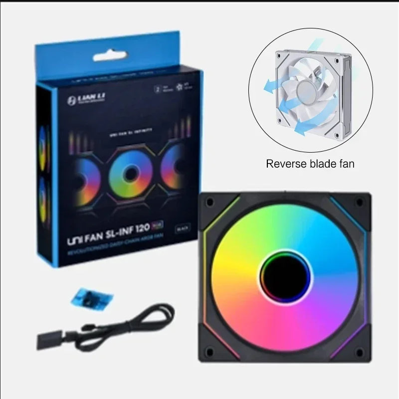 Lâmina reversa/reversa Sl inf 120, ventilador uni, sl-inf, espelho infinito, rgb, 40 leds, l-connect 3