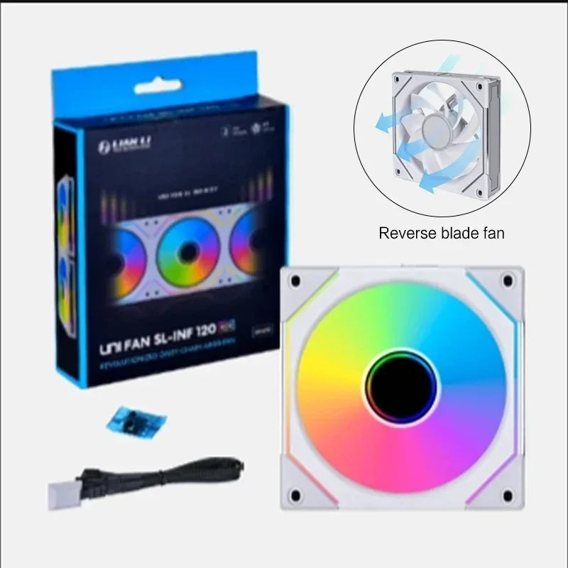Lâmina reversa/reversa Sl inf 120, ventilador uni, sl-inf, espelho infinito, rgb, 40 leds, l-connect 3