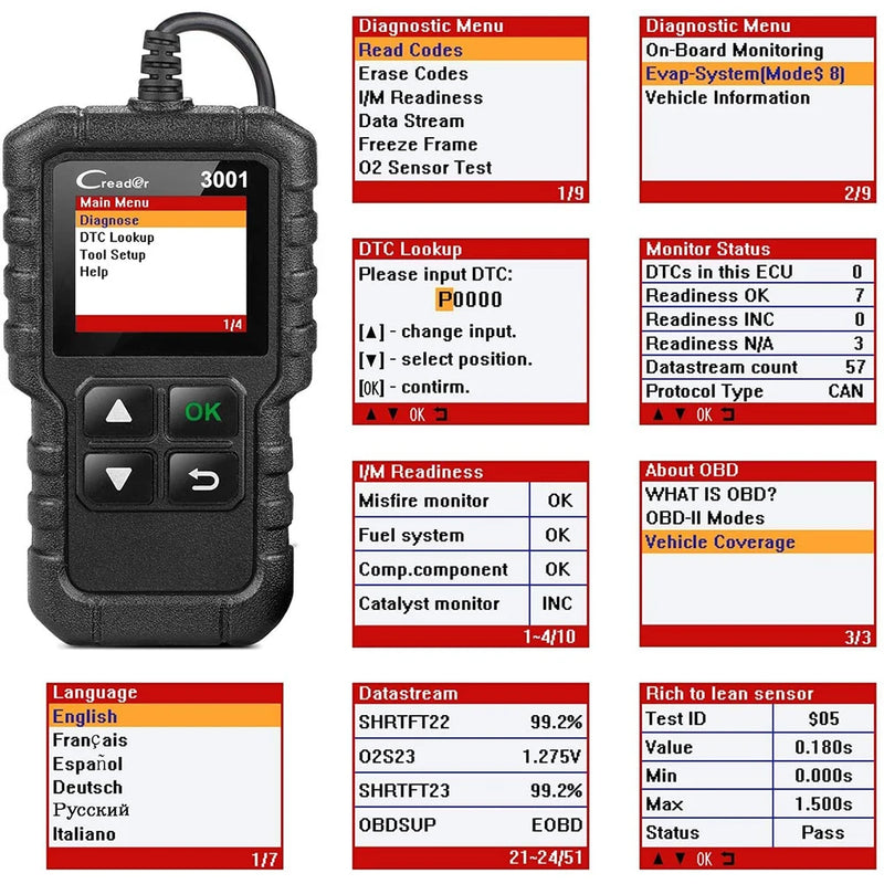 Lançamento x431 cr3001 carro completo obd2 ferramentas de diagnóstico automotivo leitor código profissional scanner verificação do motor atualização gratuita pk elm327