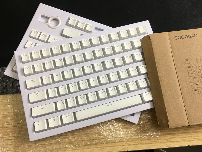 Layout Pudim Keycap RU Double Shot PBT Keycaps apresentam um chaveiro translúcido russo GOODGAO estilo de camada dupla