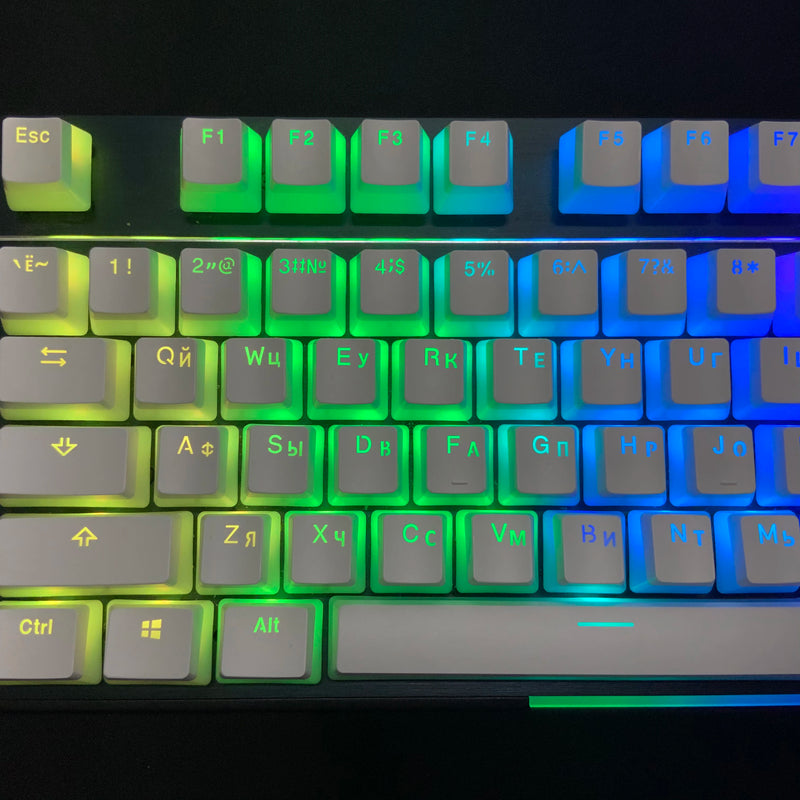Layout Pudim Keycap RU Double Shot PBT Keycaps apresentam um chaveiro translúcido russo GOODGAO estilo de camada dupla
