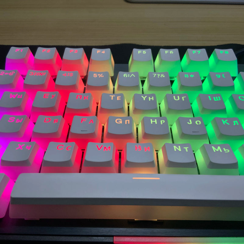 Layout Pudim Keycap RU Double Shot PBT Keycaps apresentam um chaveiro translúcido russo GOODGAO estilo de camada dupla