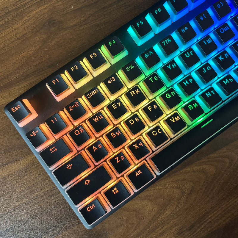 Layout Pudim Keycap RU Double Shot PBT Keycaps apresentam um chaveiro translúcido russo GOODGAO estilo de camada dupla