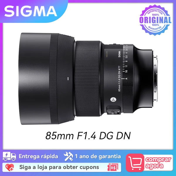 Lente de câmera sem espelho Sigma para Sony, Full Frame, Usado, 85mm, F1.4, DG, DN, A7, A7R, A7S, IV, III, II, A7C, A6400, ZV-E10
