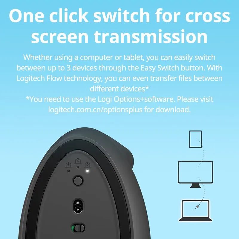 Levante o rato vertical ergonômico Mouse silencioso sem fio Bluetooth Logitech