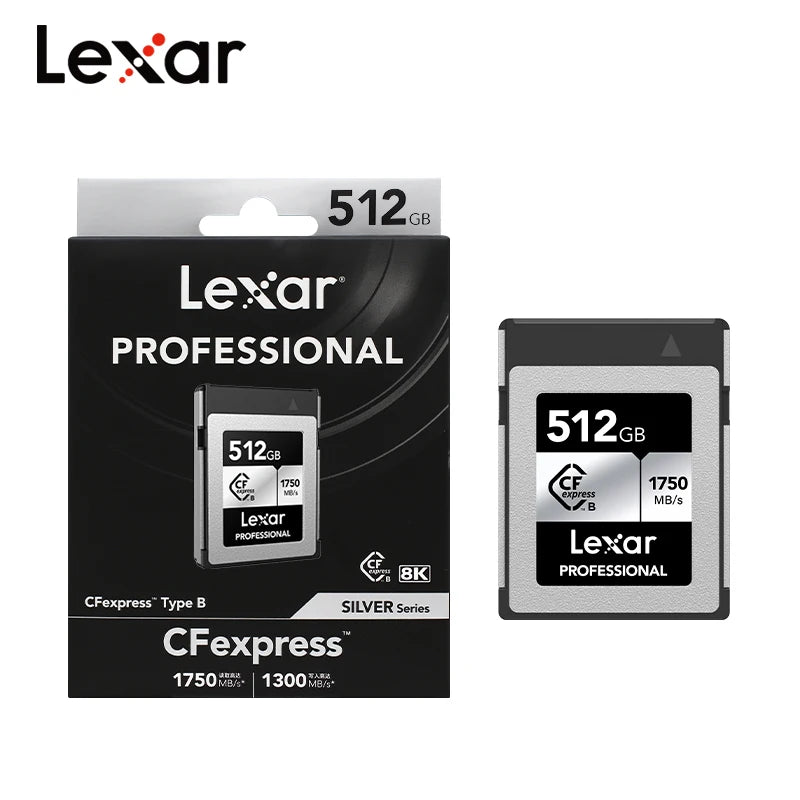 Lexar-CFExpress Type-B CF Card, 128GB, 512GB, 256GB, Alta Velocidade, 1750 Mbps, Memória 8K Profissional, Placa de Vídeo RAM, Câmera Digital