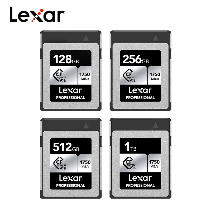 Lexar-CFExpress Type-B CF Card, 128GB, 512GB, 256GB, Alta Velocidade, 1750 Mbps, Memória 8K Profissional, Placa de Vídeo RAM, Câmera Digital