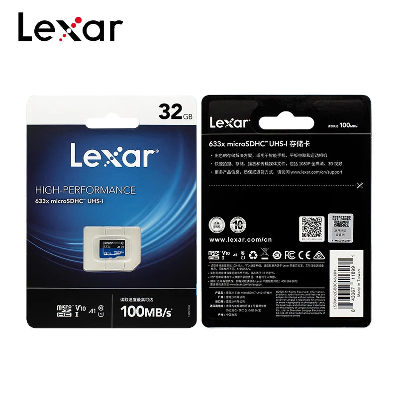Lexar-micro cartão de memória sd 633x, até 100 mb/s, 512gb, 256gb, 128gb, 64gb, sdxc, tf, 32gb, sdhc, cartões flash para o telefone