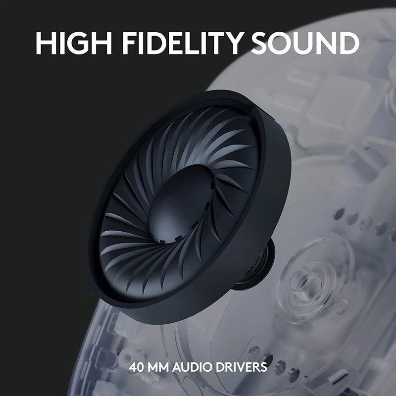 Logitech-Auscultadores para jogos sem fios Bluetooth Lightspeed, auscultadores over-ear, microfones incorporados, compatível com Dolby Atmos para PC, G435