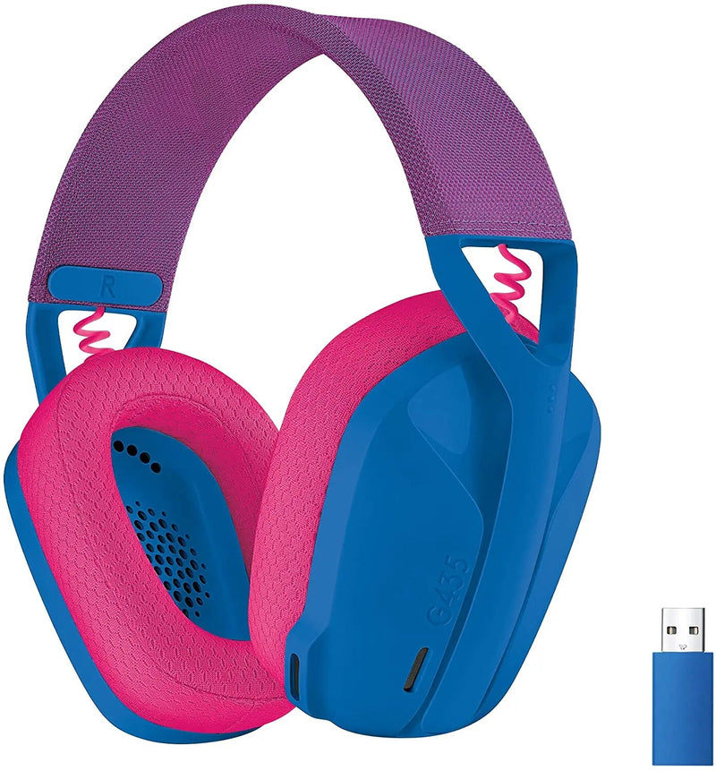 Logitech-Auscultadores para jogos sem fios Bluetooth Lightspeed, auscultadores over-ear, microfones incorporados, compatível com Dolby Atmos para PC, G435