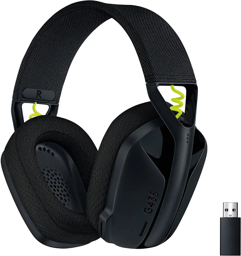 Logitech-Auscultadores para jogos sem fios Bluetooth Lightspeed, auscultadores over-ear, microfones incorporados, compatível com Dolby Atmos para PC, G435