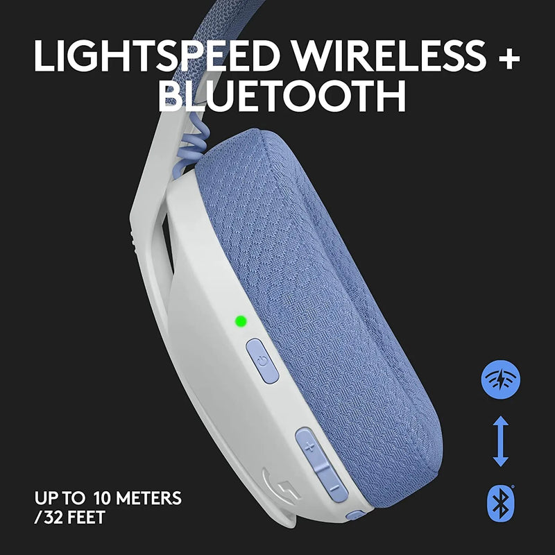 Logitech-Auscultadores para jogos sem fios Bluetooth Lightspeed, auscultadores over-ear, microfones incorporados, compatível com Dolby Atmos para PC, G435