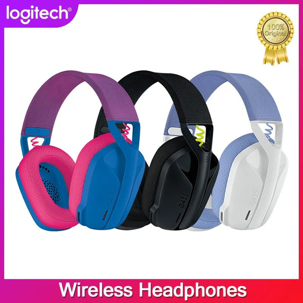 Logitech-Auscultadores para jogos sem fios Bluetooth Lightspeed, auscultadores over-ear, microfones incorporados, compatível com Dolby Atmos para PC, G435