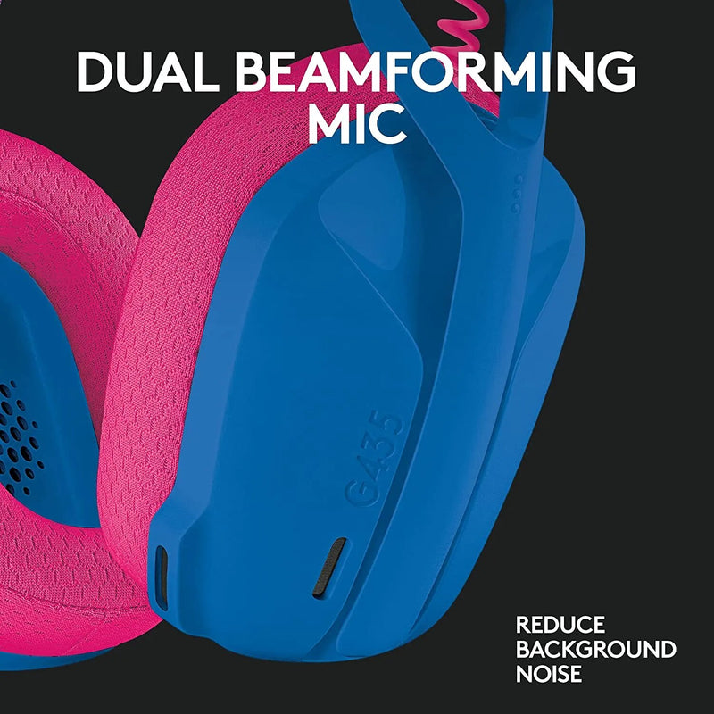Logitech-Auscultadores para jogos sem fios Bluetooth Lightspeed, auscultadores over-ear, microfones incorporados, compatível com Dolby Atmos para PC, G435