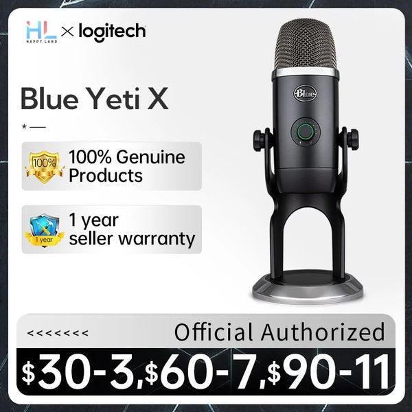 Logitech Blue Yeti X USB Microfone Usado Sencond-hand Live Gaming Medição de Condensador Profissional Com World of Warcraft Edition