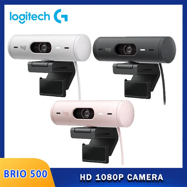 Logitech-Brio 500 Webcam Correção de luz Full HD Cam, Rightlight 4, Modo de Show de Framing Automático, 1080p, Estreia Mundial