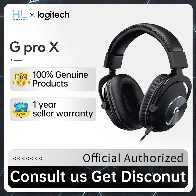 Logitech G PRO X Wire Gaming Headset Com Microfone Jogo Profissional Ruído Redução Gamer Haedphones Para Pc Laptop