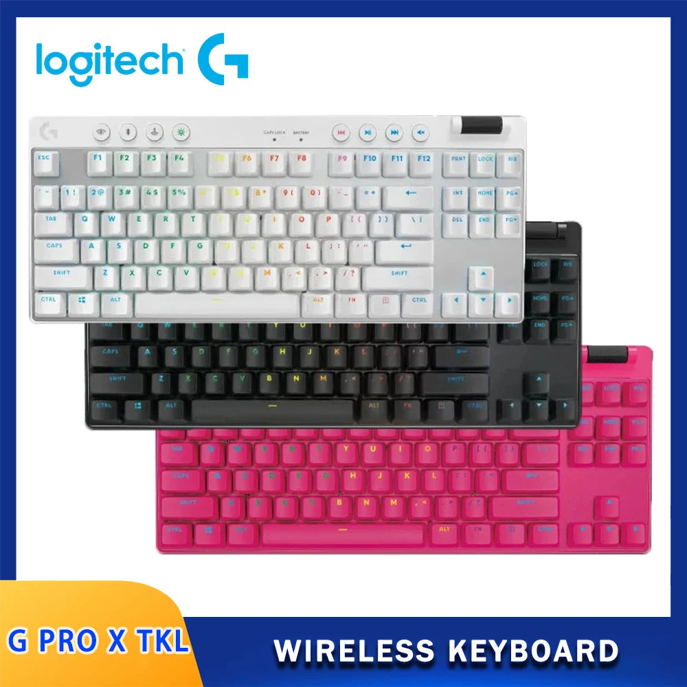 Logitech G Pro X TKL Teclado Mecânico para Jogos Sem Fio, Bluetooth, Modo Triplo, Teclado para Jogos Gpx, Iluminação RGB, 87 Chaves