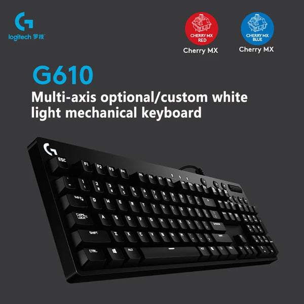 Logitech-G610 MX Eixo Wired Gaming Teclado Mecânico, Eixo Vermelho e Azul, Computador Desktop, USB, RGB Backlit