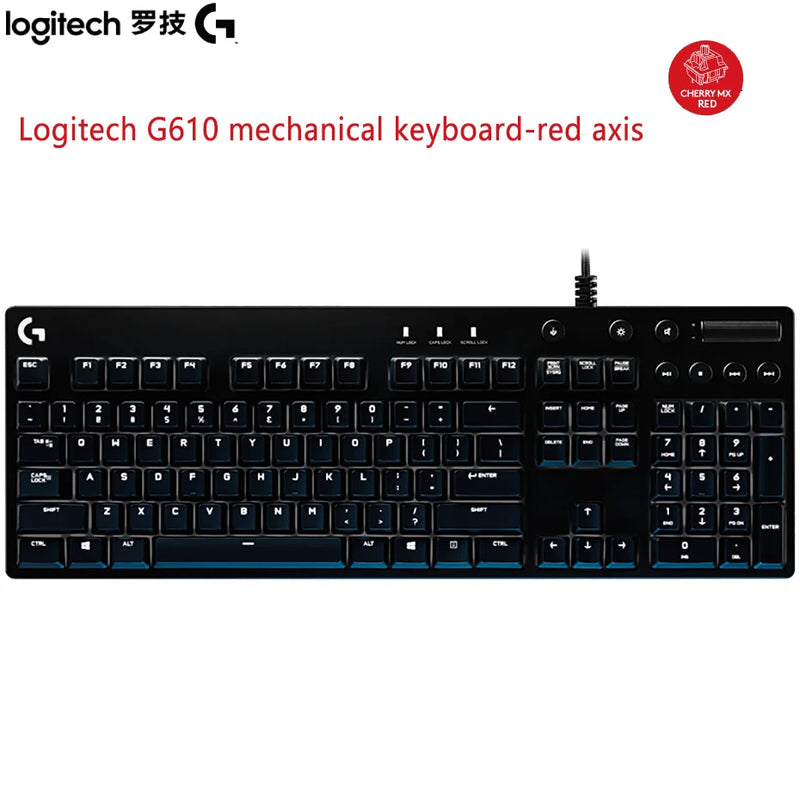 Logitech-G610 MX Eixo Wired Gaming Teclado Mecânico, Eixo Vermelho e Azul, Computador Desktop, USB, RGB Backlit