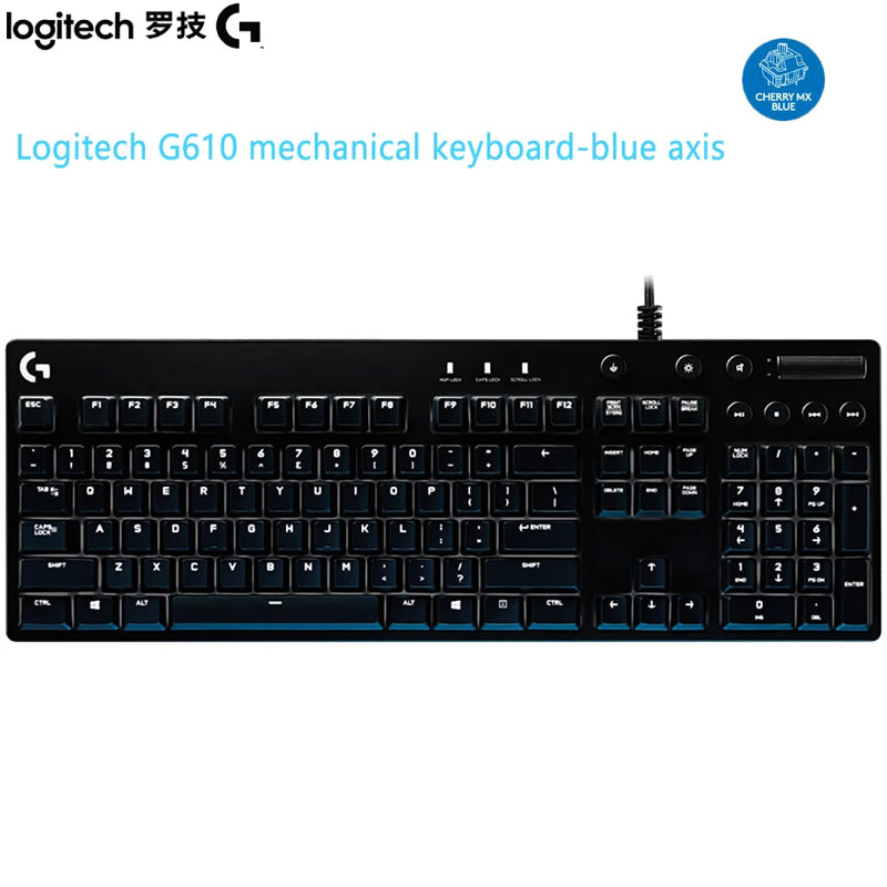 Logitech-G610 MX Eixo Wired Gaming Teclado Mecânico, Eixo Vermelho e Azul, Computador Desktop, USB, RGB Backlit