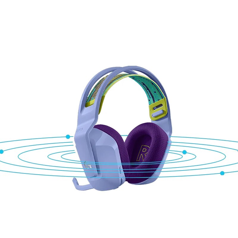 Logitech-G733 Auscultadores Sem Fio Lightspeed, RGB, DTS, X2.0, 7.1 Surround Sound, Auscultadores Ultraleves para PC Gamers