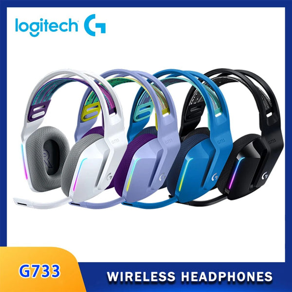 Logitech-G733 Auscultadores Sem Fio Lightspeed, RGB, DTS, X2.0, 7.1 Surround Sound, Auscultadores Ultraleves para PC Gamers