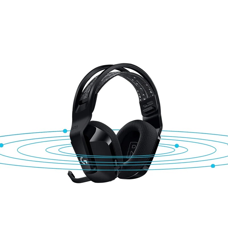 Logitech-G733 Auscultadores Sem Fio Lightspeed, RGB, DTS, X2.0, 7.1 Surround Sound, Auscultadores Ultraleves para PC Gamers