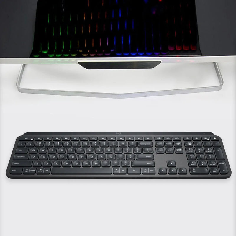 Logitech MX Keys Teclado sem Fio, Bluetooth, Office, 104 Teclas, Recarregável, Retroiluminado, Ultrafino, Silencioso, Portátil, Executivo para PC, Laptop
