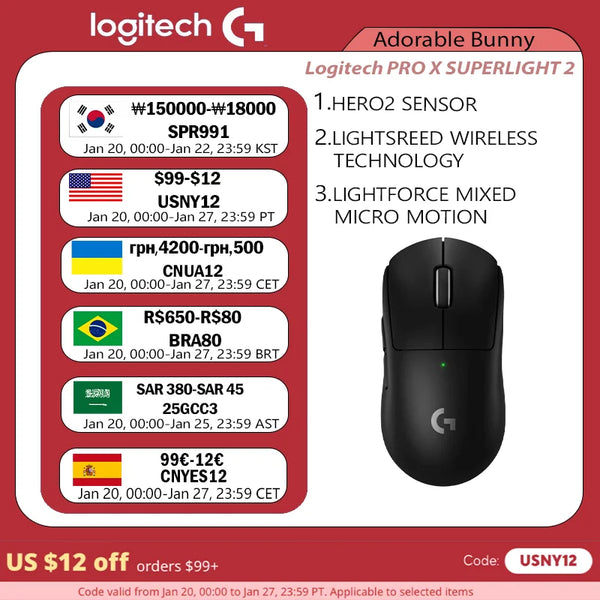 Logitech-Pro X Superlight 2 GPW3 Mouse sem fio, Gaming Mouse, Atualização de segunda geração, Sensor Hero2