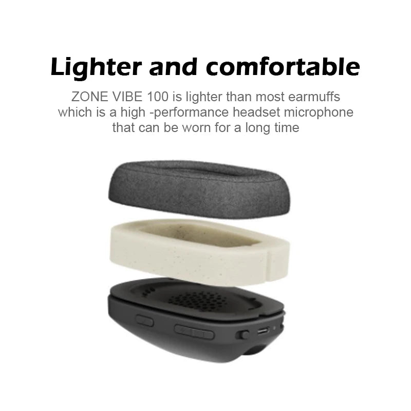 Logitech Zone Vibe 100 Lightweight Wireless Headphones com microfone, cancelamento de ruído, multiponto avançado, Bluetooth, Gaming Hedest