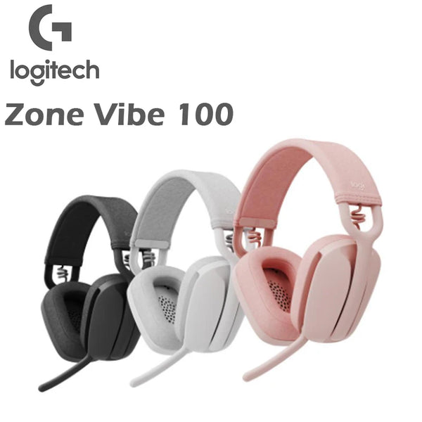 Logitech Zone Vibe 100 Lightweight Wireless Headphones com microfone, cancelamento de ruído, multiponto avançado, Bluetooth, Gaming Hedest