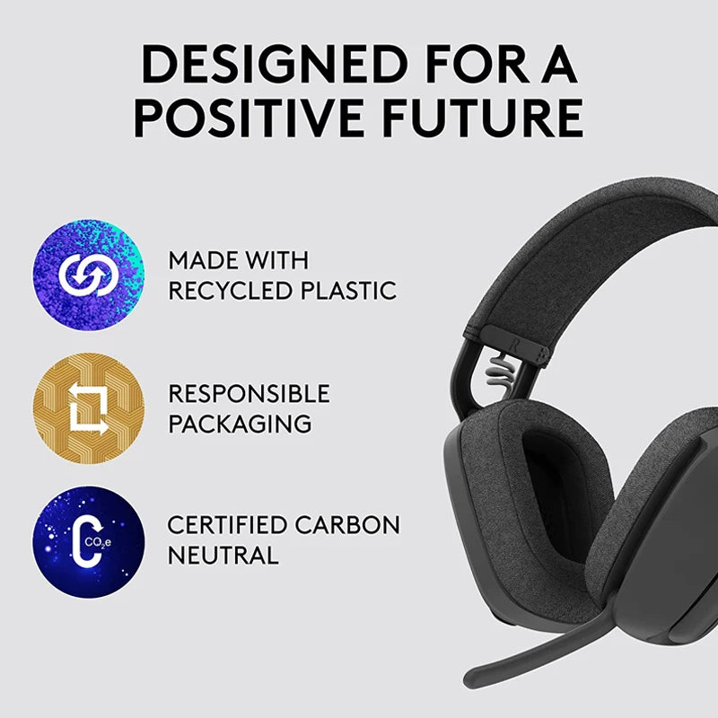 Logitech Zone Vibe 100 Lightweight Wireless Headphones com microfone, cancelamento de ruído, multiponto avançado, Bluetooth, Gaming Hedest