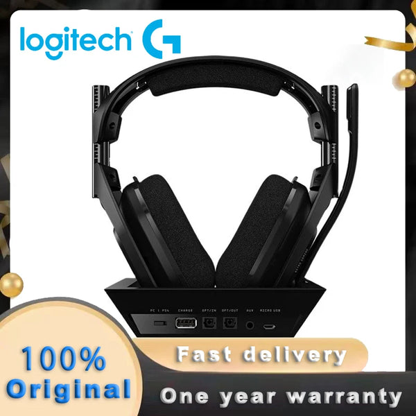 Logitech-a50 fone de ouvido sem fio para jogos, estação base multifuncional com microfone, placa de som usb embutida, para ps4/pc, 2.4ghz