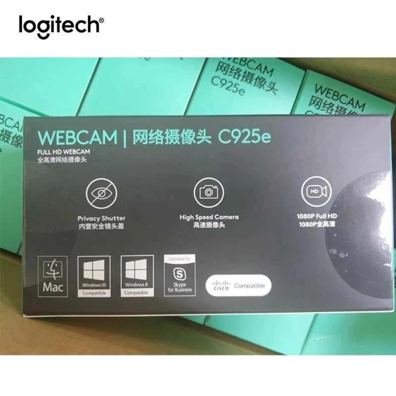 Logitech c925e 1080p webcam autofoco usb cam com vídeo hd e microfones estéreo embutido profissional grande angular cam