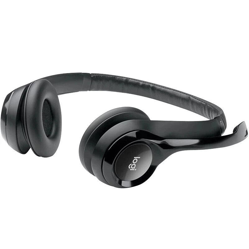 Logitech-fone de ouvido com fio original h390 h340 com microfone, dobrável, 2,33 m, usb, estéreo, para escritório