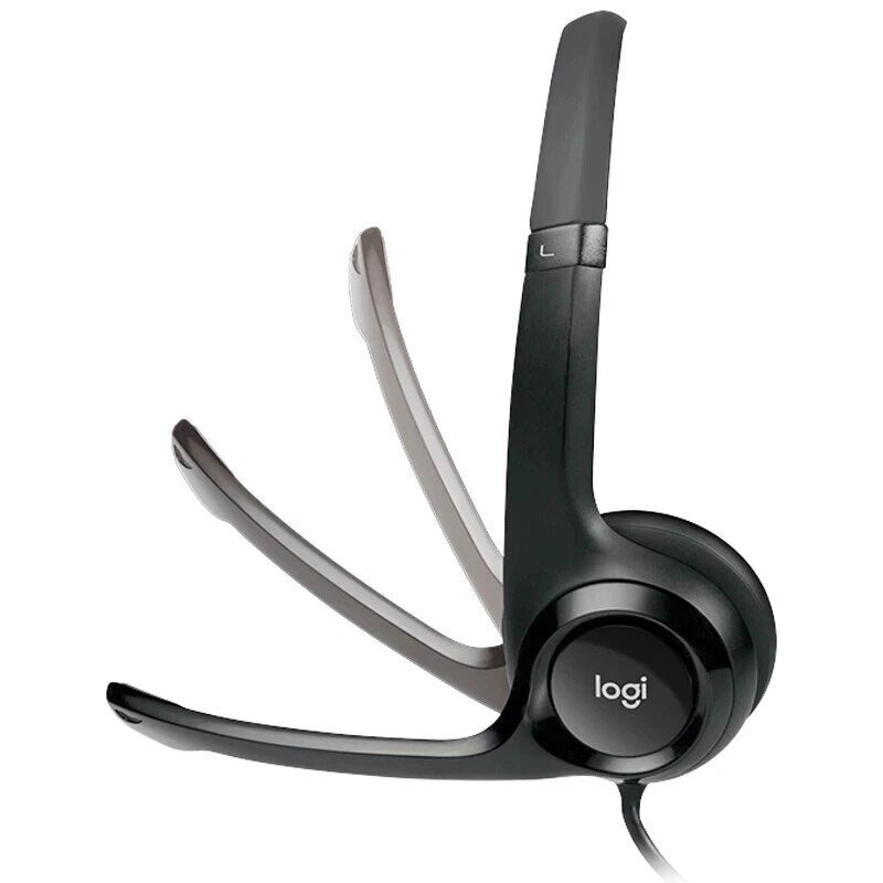 Logitech-fone de ouvido com fio original h390 h340 com microfone, dobrável, 2,33 m, usb, estéreo, para escritório