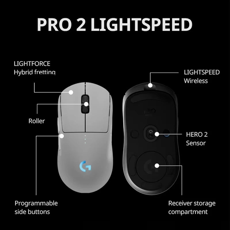 Logitech g pro 2 lightspeed mouse para jogos sem fio pc gamer mouse bluetooth gpw 4 novo original
