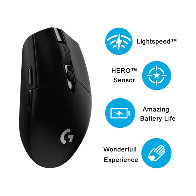 Logitech-g304/g305 kda mouse para jogos sem fio, 12000dpi, sensor hero, rgb, usb, botão mecânico, para computador