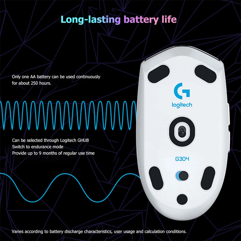 Logitech-g304/g305 kda mouse para jogos sem fio, 12000dpi, sensor hero, rgb, usb, botão mecânico, para computador
