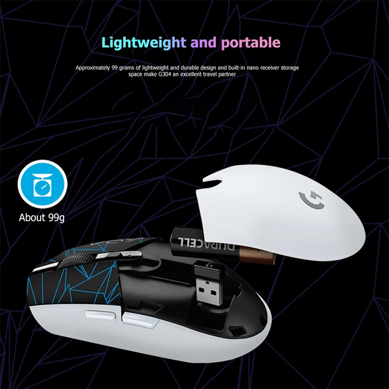 Logitech-g304/g305 kda mouse para jogos sem fio, 12000dpi, sensor hero, rgb, usb, botão mecânico, para computador
