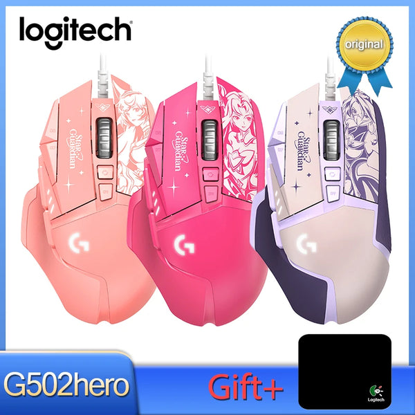 Logitech-g502 hero k/da mouse gaming de alto desempenho, sensor hero 25k, 11 botões programáveis, kda gaming