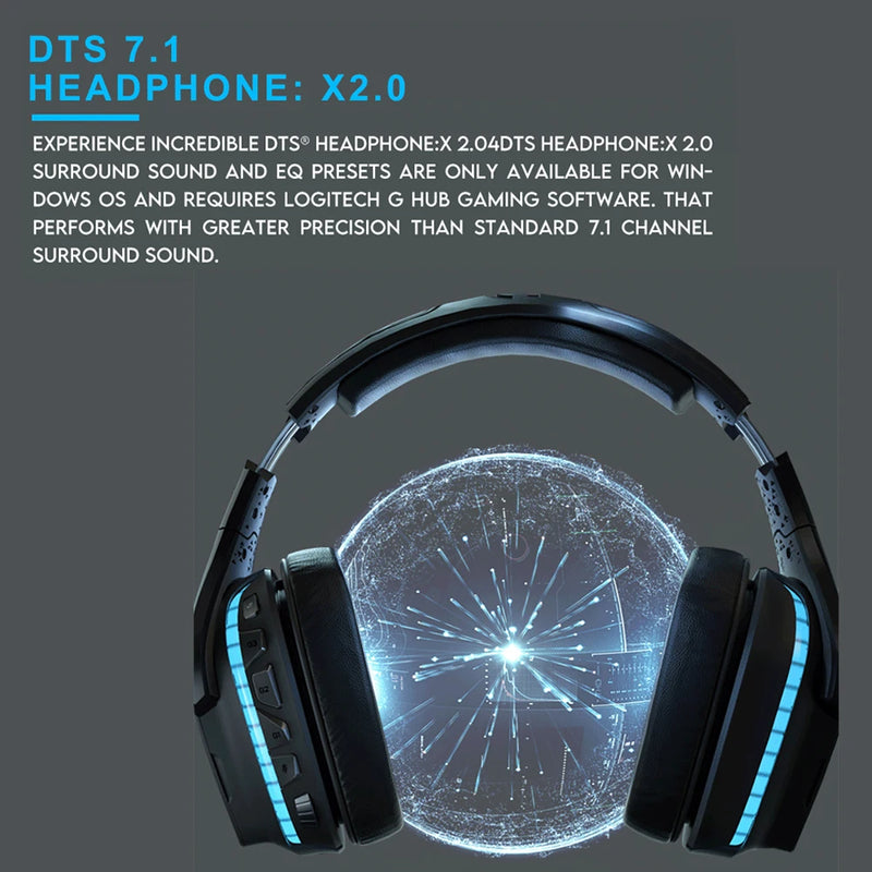 Logitech g933s lightsync sem fio gaming headset 7.1 surround rgb gaming dts dolby fone de ouvido para gamers g935 100% novo