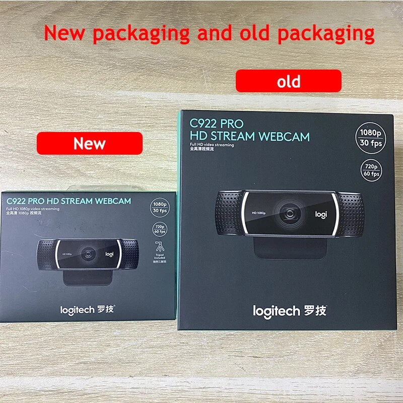 Logitech-webcam pro c922, com fluxo integrado de foco automático, HD 1080p, para streaming e gravação, original