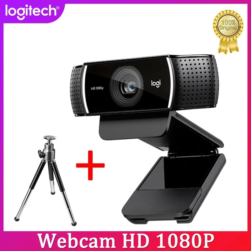Logitech-webcam pro c922, com fluxo integrado de foco automático, HD 1080p, para streaming e gravação, original