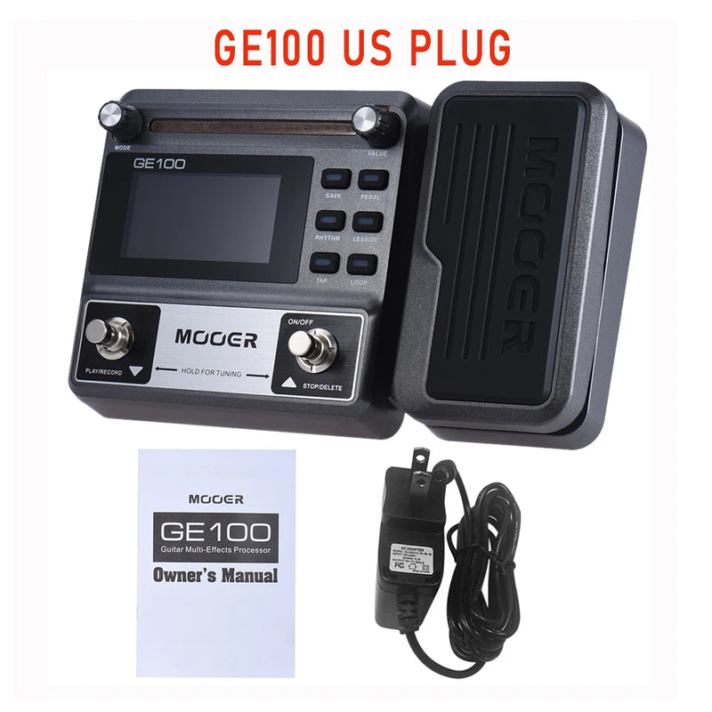 MOOER-GE100 Guitar Multi-Effects Processor, Pedal de Efeito com Gravação Loop, Função Chord Lesson, Acessórios Guitar