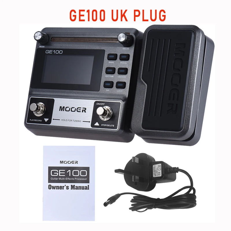 MOOER-GE100 Guitar Multi-Effects Processor, Pedal de Efeito com Gravação Loop, Função Chord Lesson, Acessórios Guitar